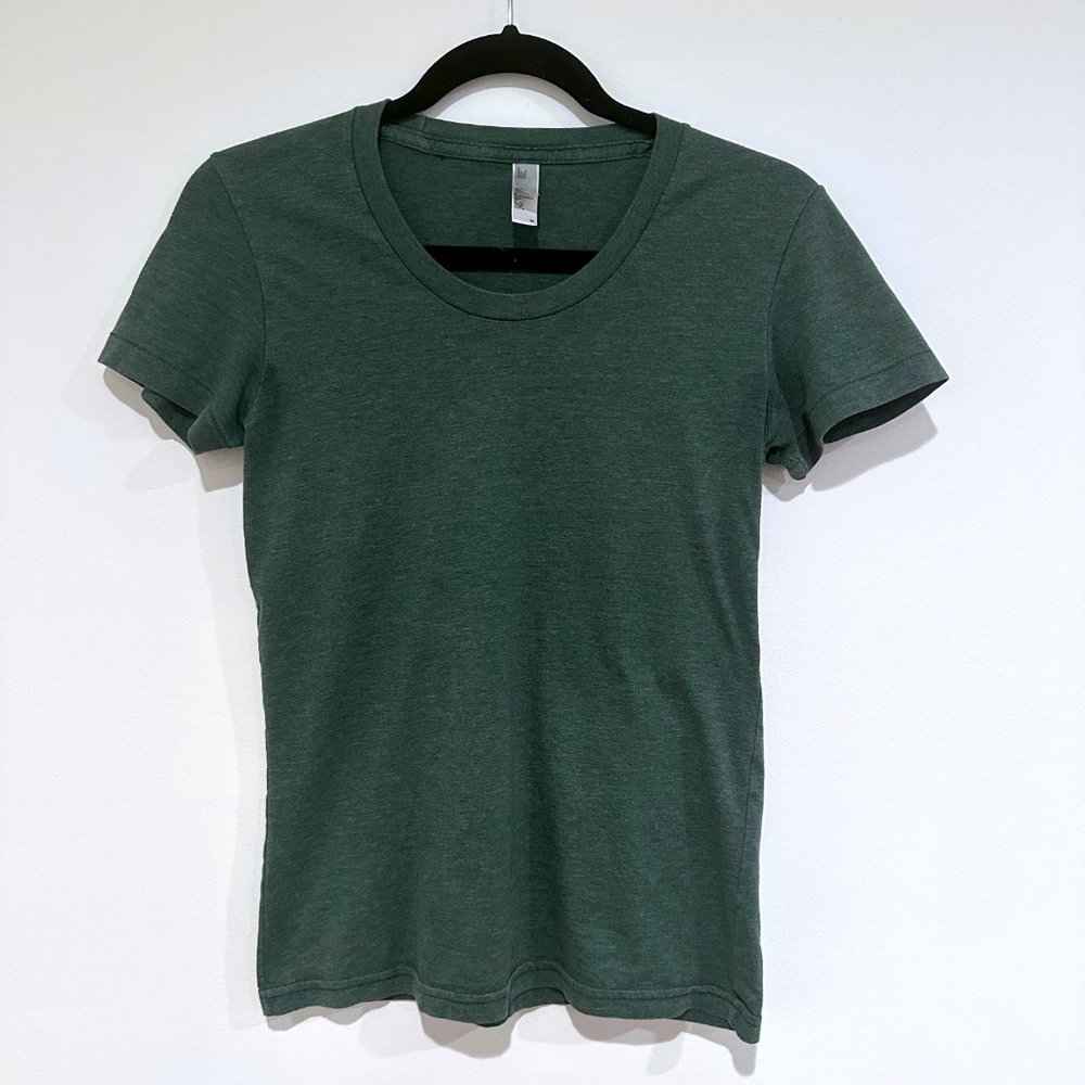 American Apparel, The 50 50 Shirt, Green Fitted Short-Sleeve T-Shirt, Medium